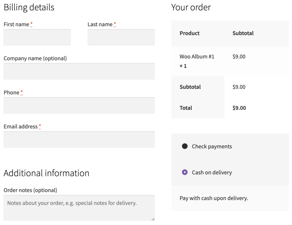 WooCommerce: Customized checkout page