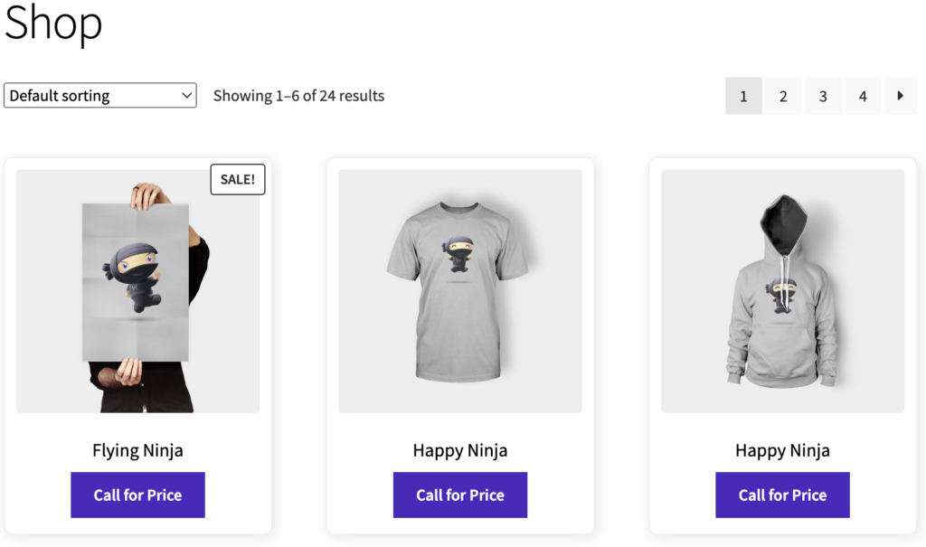 WooCommerce: archive page with call for price button