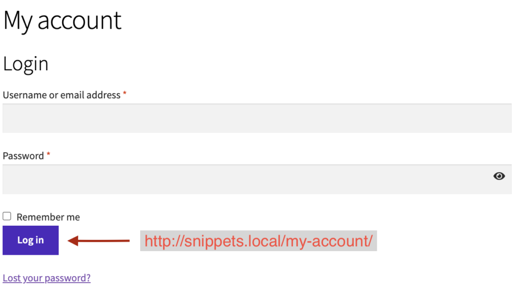 WordPress : My account default Login page